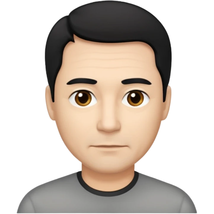 50 yr old man mostly black hair with 25% some grey, side swept part,  emoji