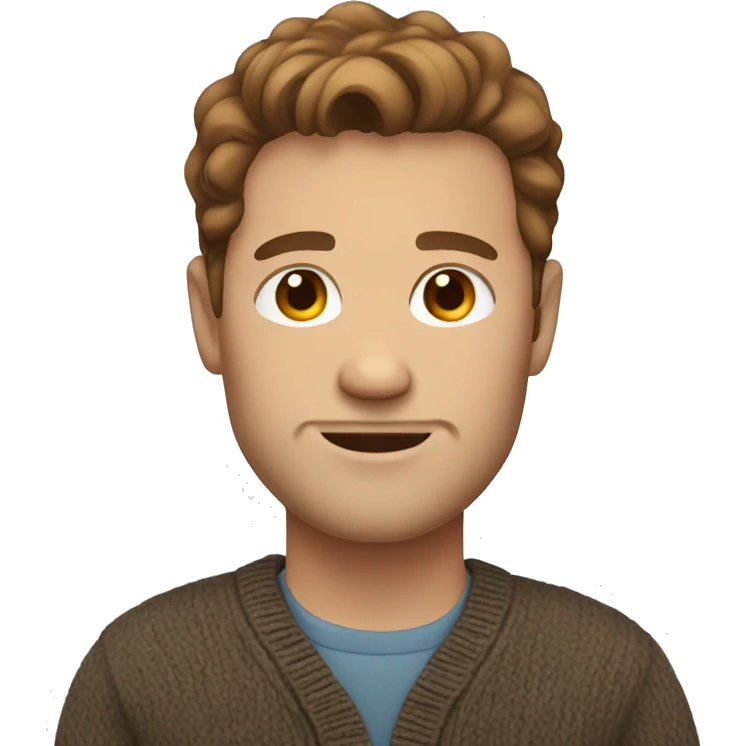 White man, brown hair, cardigan  emoji