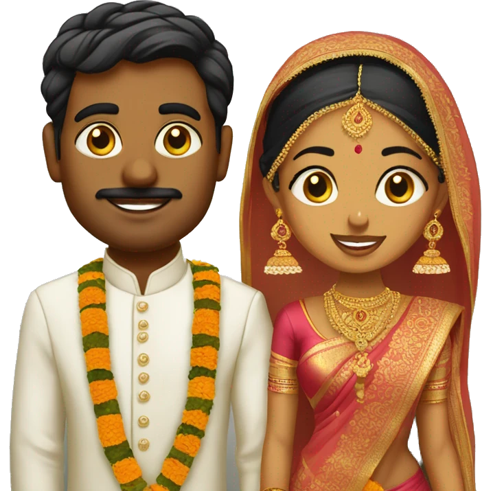 South Indian Tamil bride and bride groom emoji