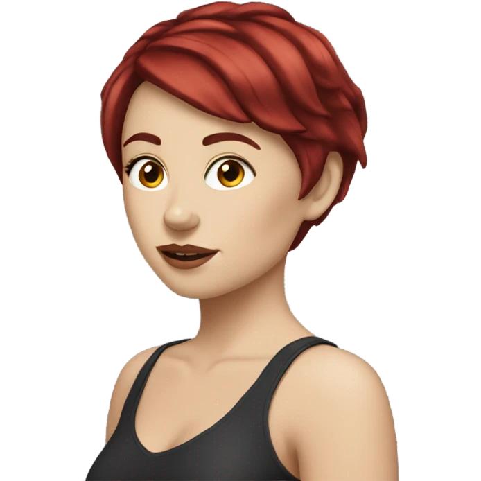 White girl short dark red hair emoji