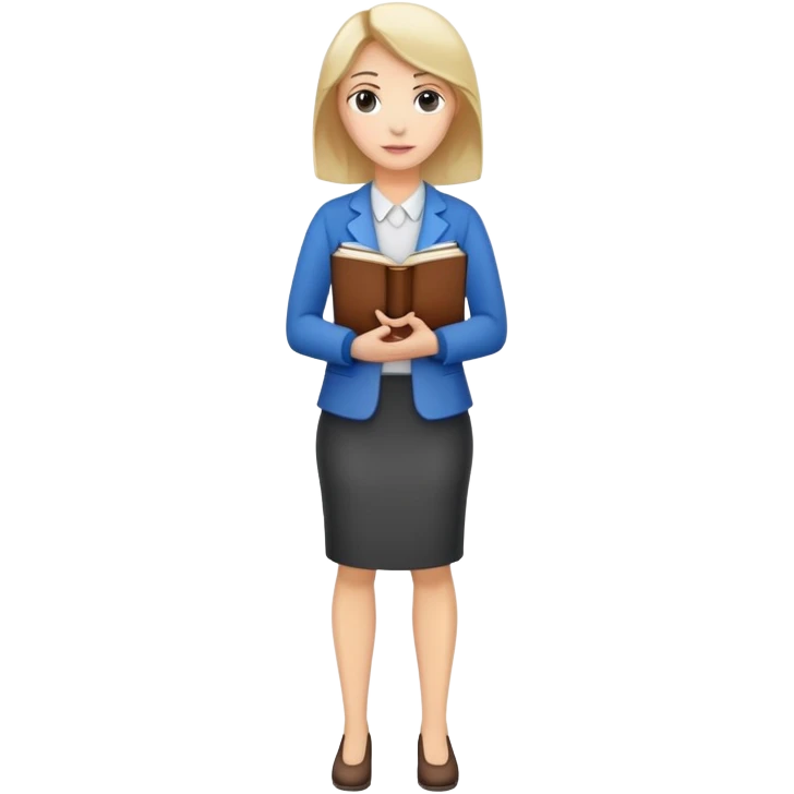 full body female teacher standing with book emoji