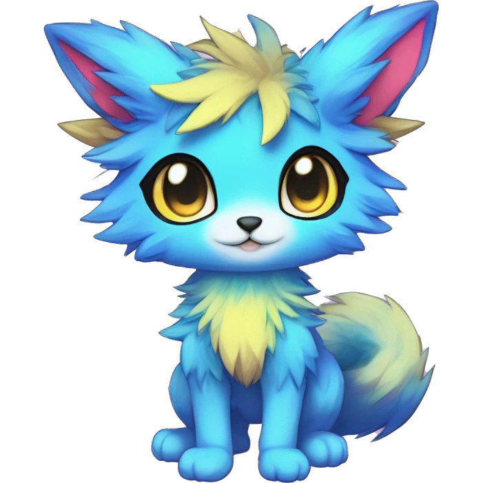 Anthro Fluffy Cool Cute Magical Elemental Shiny Colorful Neon Vibrant Colors Sparkle Kemono-style Chibi Fantasy-Animal-Fakémon-Pokémon-Hybrid Fur Sona Aesthetic Full Body emoji