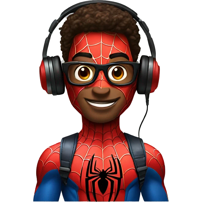 Spider man listening music emoji