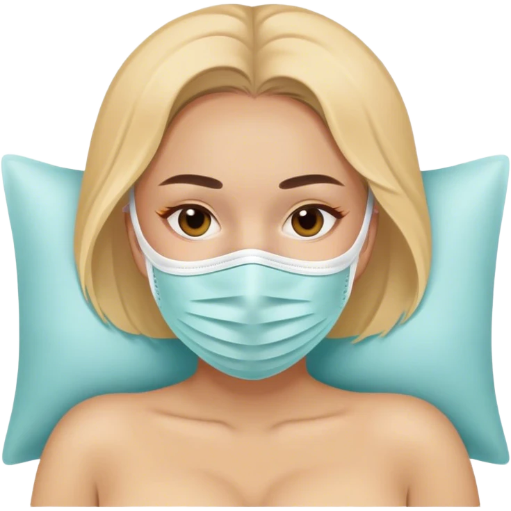 Lady with face mask spa beauty full face relaxing emoji