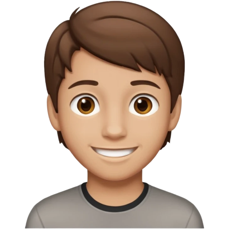 Illustrated emoji of a teen boy with brown hair and brown eyes emoji
