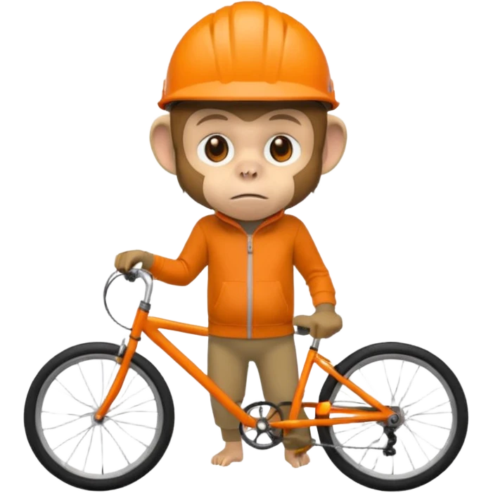 monkey with orange bicycle helmet, sweatshirt emoji
