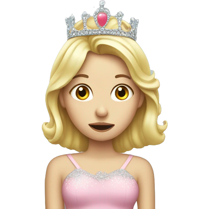 blond girl blowing gum with tiara emoji