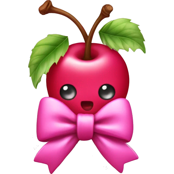 Pink cherries with a bow emoji