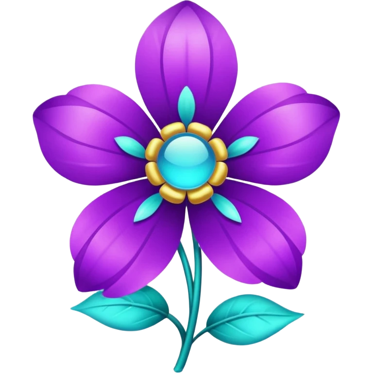 glitter purple and cian flower emoji