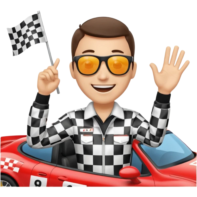 SONO UN DIRETTORE DI GARA AUTO E SBANDIERO CON LA BANDIERA A SCACCHI PUOI GENERARE MENTRE SBANDIERO AUTO emoji