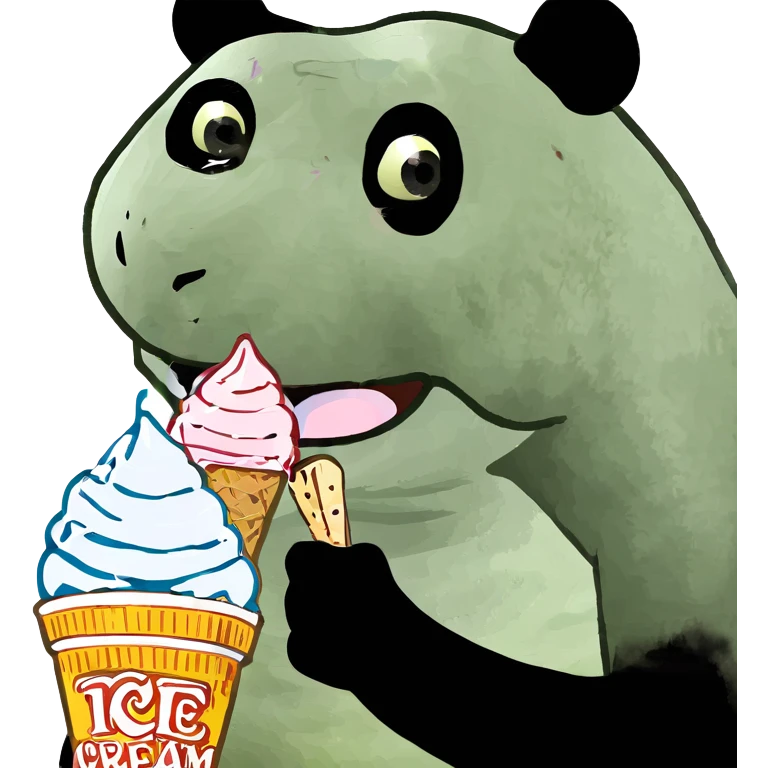 Panda eating ice cream emoji