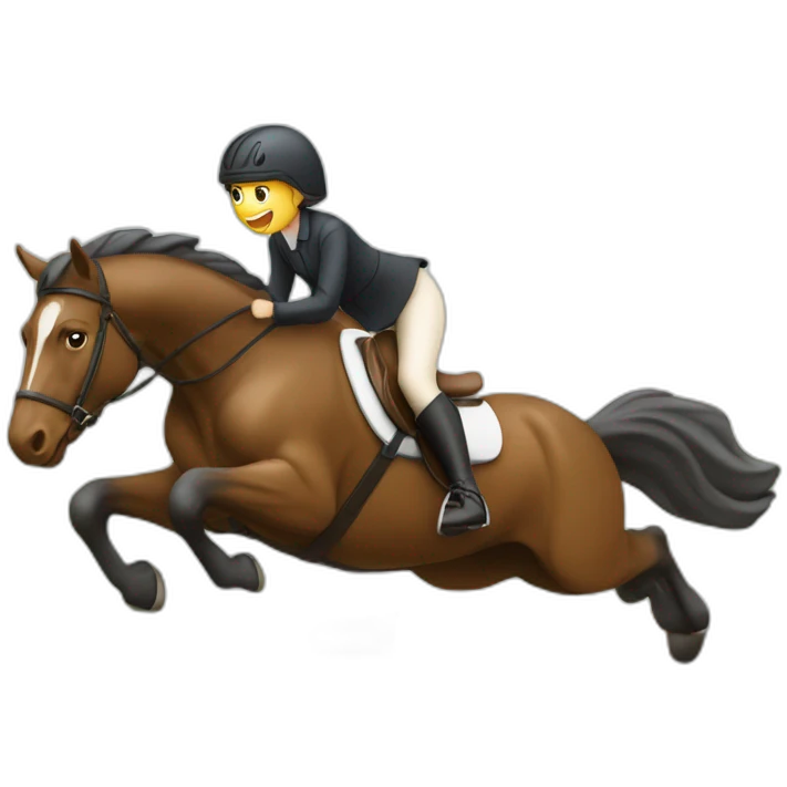 Fille sur un cheval qui saute un obstacle pendant une competition  emoji