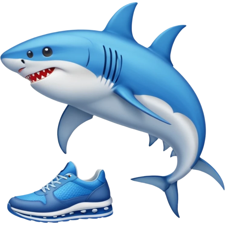 Un tiburón con zapatos azules emoji