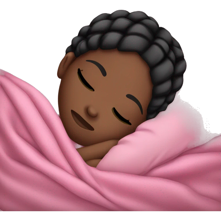 Black girl sleeping with pink blanket and black braids  emoji