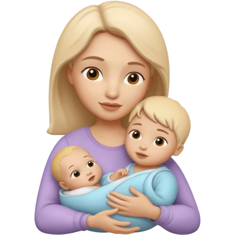 "Un icono 3D adorable de una madre sosteniendo tiernamente a un bebé. Estilo 'claymorphism' (plastilina suave),  emoji
