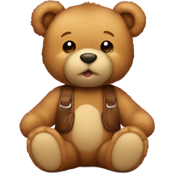 Ligh brown teddy bear sitting in a salopette  emoji