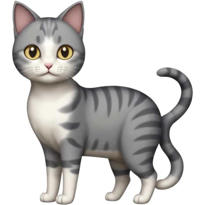 full body large short hair dark grey and white cat emoji