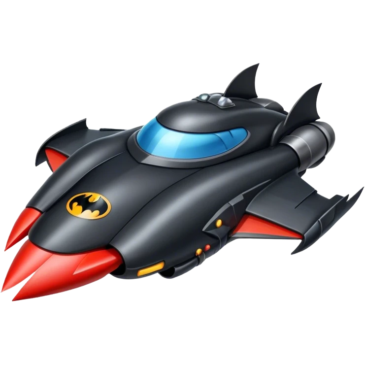 batmobile riding a rocket ship boom! emoji