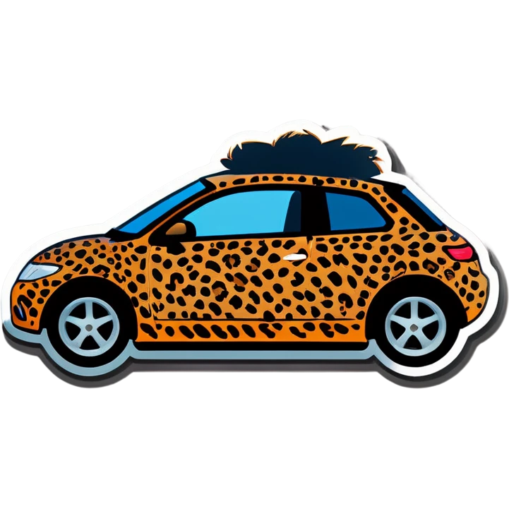 girl in leopard print car emoji