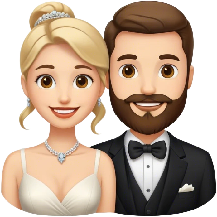 smiling couple in formal attire man has beard emoji