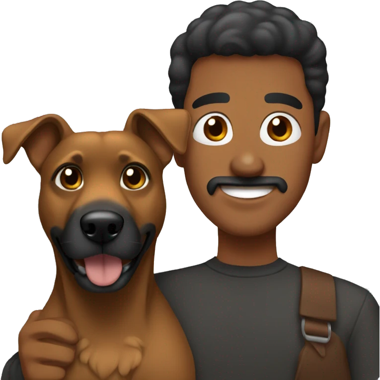 brown man with black dog emoji