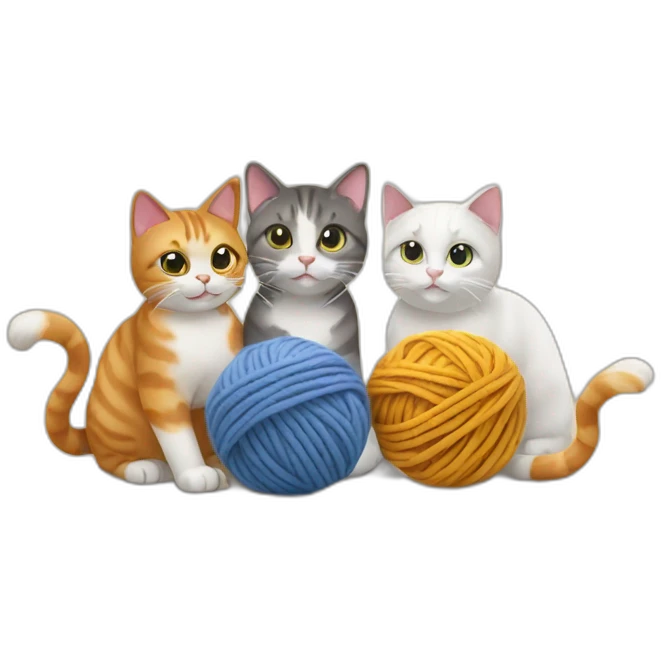 three cats playing with ball of wool emoji