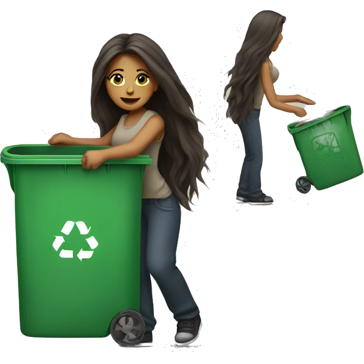 Beautiful long haired woman taking out the trash emoji