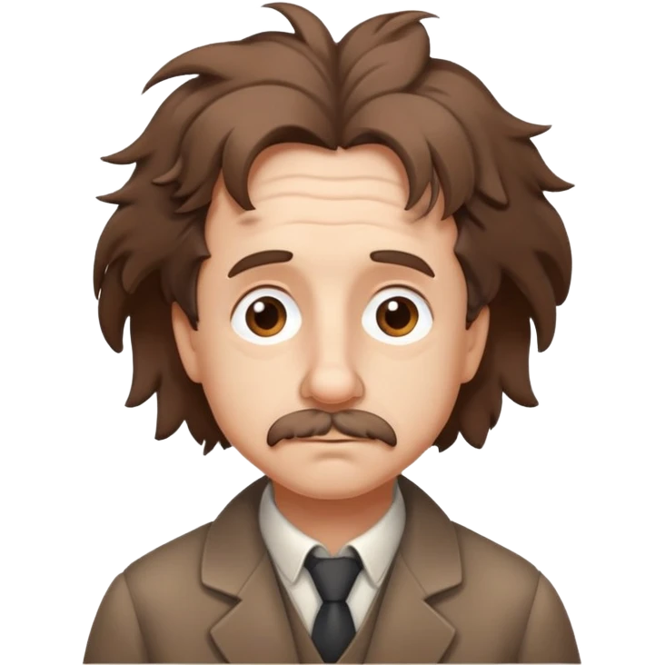 Einstein-like character with messy hair and a thoughtful expression emoji