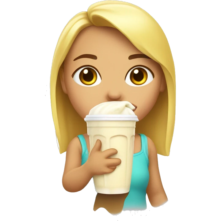 Chica rubia bebiendo batido  emoji
