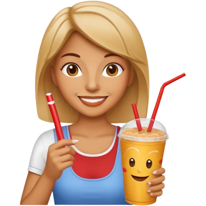 a woman holding fastfood drink emoji