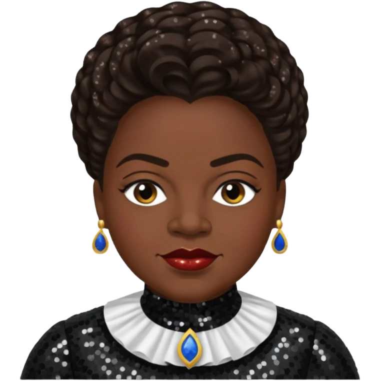 Mary McLeod Bethune with dark brown hair, black sequin outfit  emoji