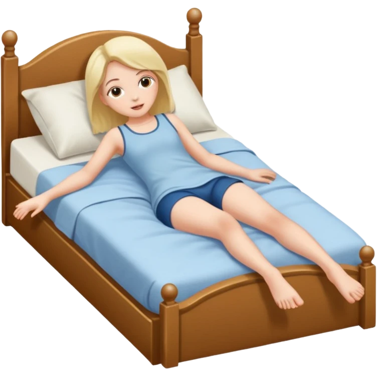 girl is lying down in bed and spreading her legs upward emoji
