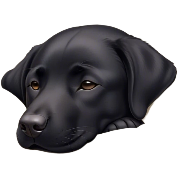 Meme-Worthy Cute Sleeping Black Labrador Portrait Emoji, Head resting peacefully with a contented smile, showcasing a delightfully robust build and a luxuriously soft black Fur, eyes shut in a serene nap, Simplified yet hilariously adorable features, highly detailed, glowing with a soft, drowsy light, high shine, relaxed and utterly lovable, stylized with an air of playful laziness, bright and heartwarming, soft glowing outline, capturing the essence of a comically sleepy companion, so meme-worthy it feels like it could instantly become the next viral sensation of adorable slumber! emoji