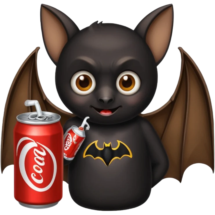 black bat drinkig soda emoji