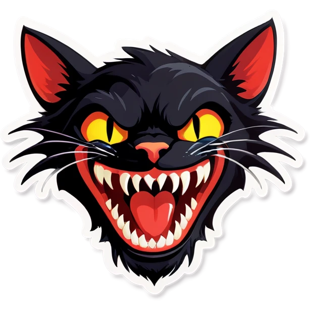 Black cat with fangs emoji