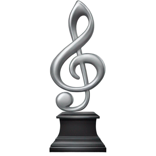 Realistic beautiful isolated silver music note trophy. emoji