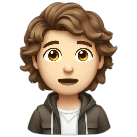 Brown hair male Student white struggling with pc emoji