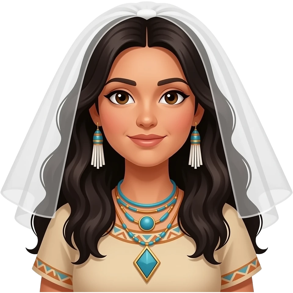 Veil Full figured native long dark hair wavy hair emoji