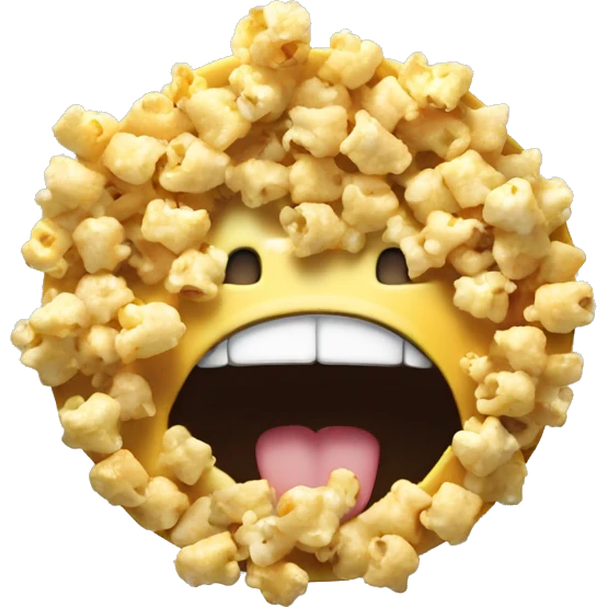 mouth open face emoticon circle with small popcorn emoji