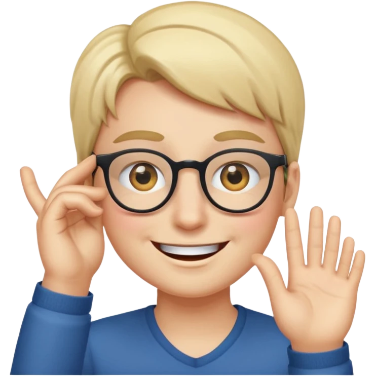 Cara sonriente guiñando el ojo, con la mano derecha lenta un poco los lentes de solo para que se vea como está guiñando el ojo emoji