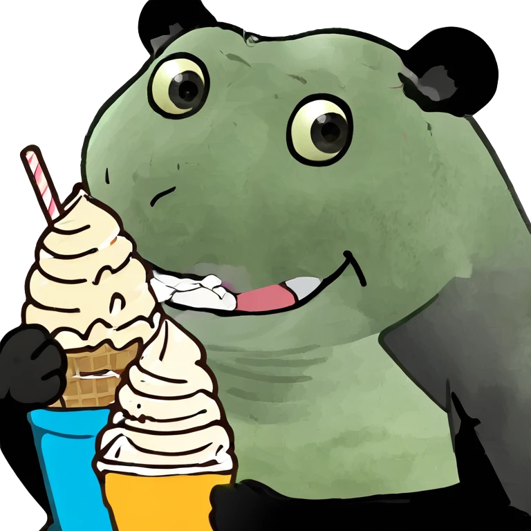 Panda eating ice cream emoji