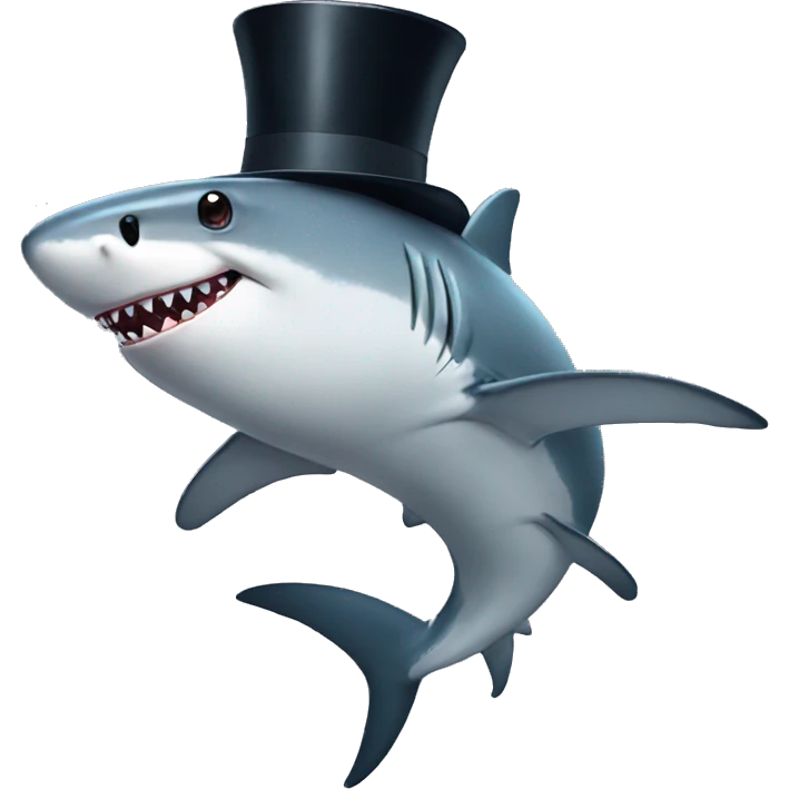 Shark with a top hat emoji