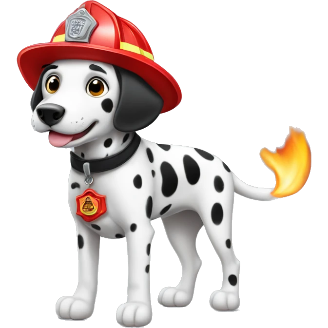 Dalmatian with fire fighter hat  emoji