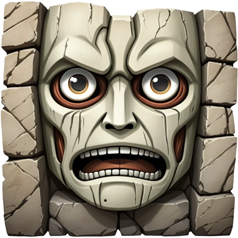 Colossal wall from Attack on Titan with giant faces embedded in it emoji
