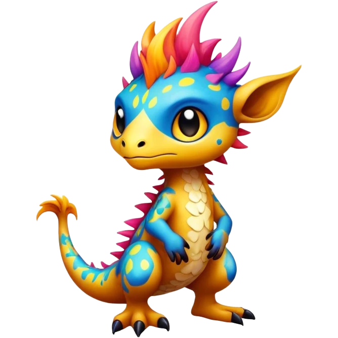 a colorful edgy cute vernid-fionbri-creature with splash patterns full body emoji