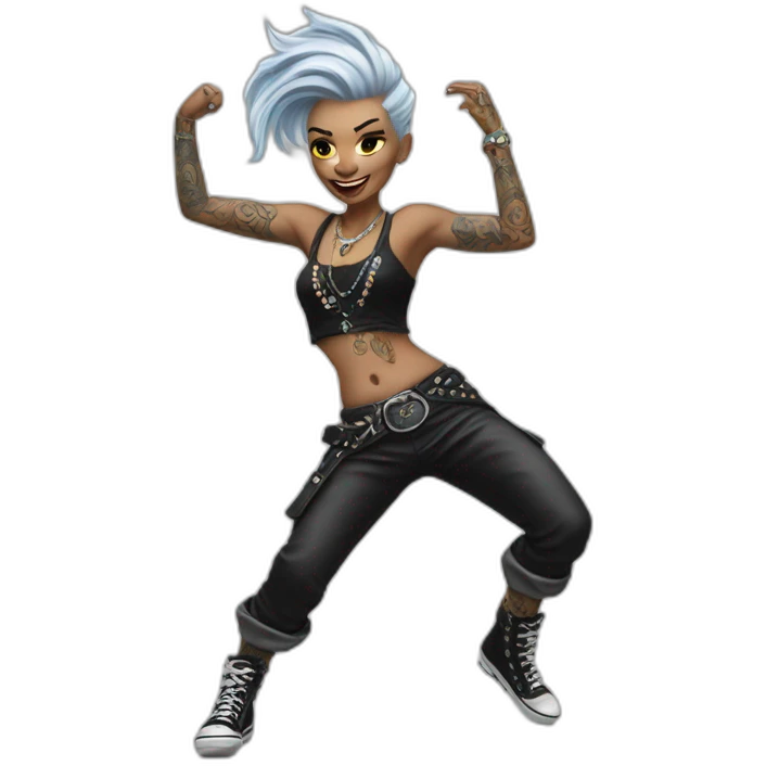 Dancing Platinum punk rock heavily traditional tattooed woman emoji