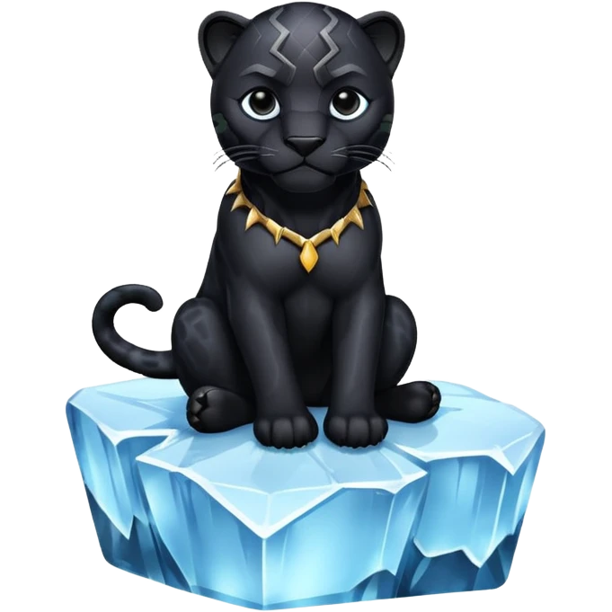 black panther sitting on an iceberg, emoji style emoji