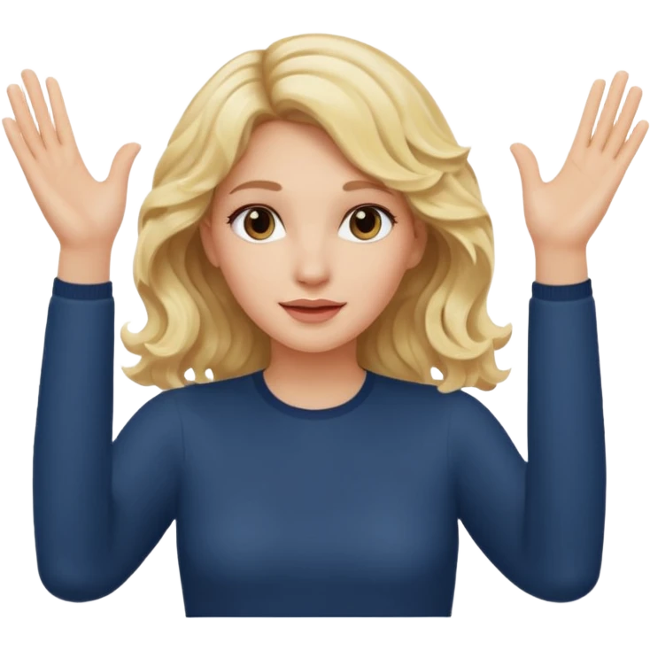 It wasn’t me, blonde wavy hair hands up emoji
