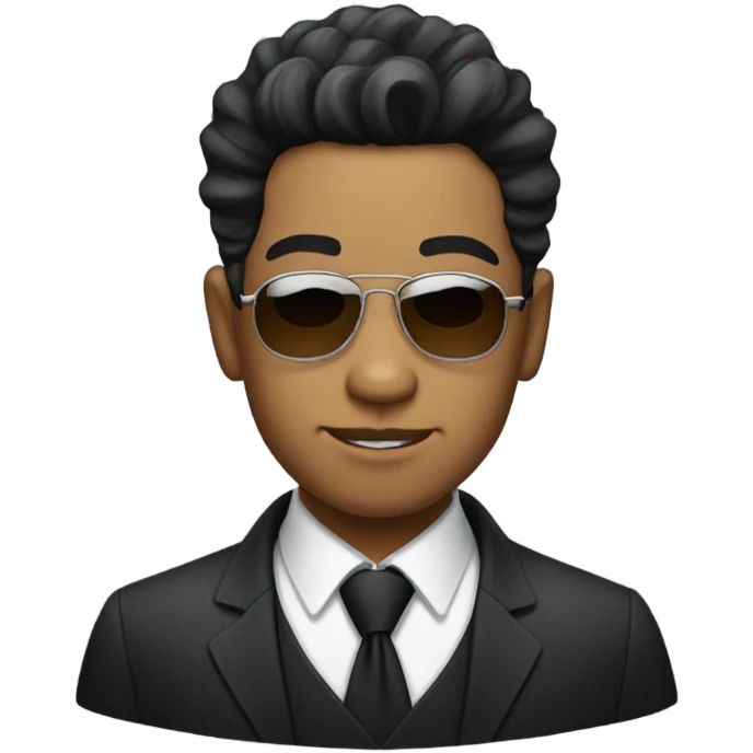 indoneia man with comma hair wearing mafia fashion emoji