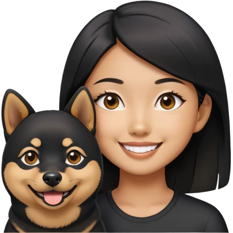 Asian girl with a black Shiba Inu  emoji